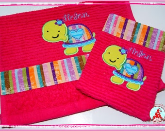 Guest towel & washcloth in set with name and motif Wash handsch Towel