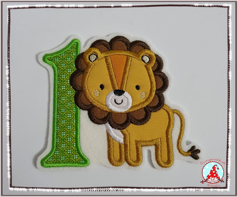 Aufnäher Löwe mit Zahl Applikation Aufbügler Flicken Löwen Lion Bild 1