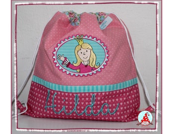 Turnbeutel mit Name & Motiv Gymback Kindergarten Beutel Tasche Rucksack Wäschebeutel Kindergartenrucksack Stoffbeutel