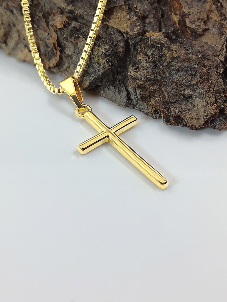 Gold cross necklace cross necklace religious necklace cross Etsy