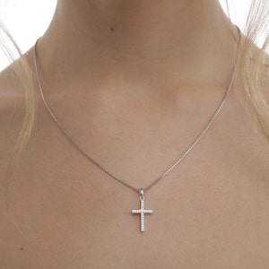 Cross Bless Jesus Pendant Womens Mens Silver Long Chain Necklace Set Jewelry