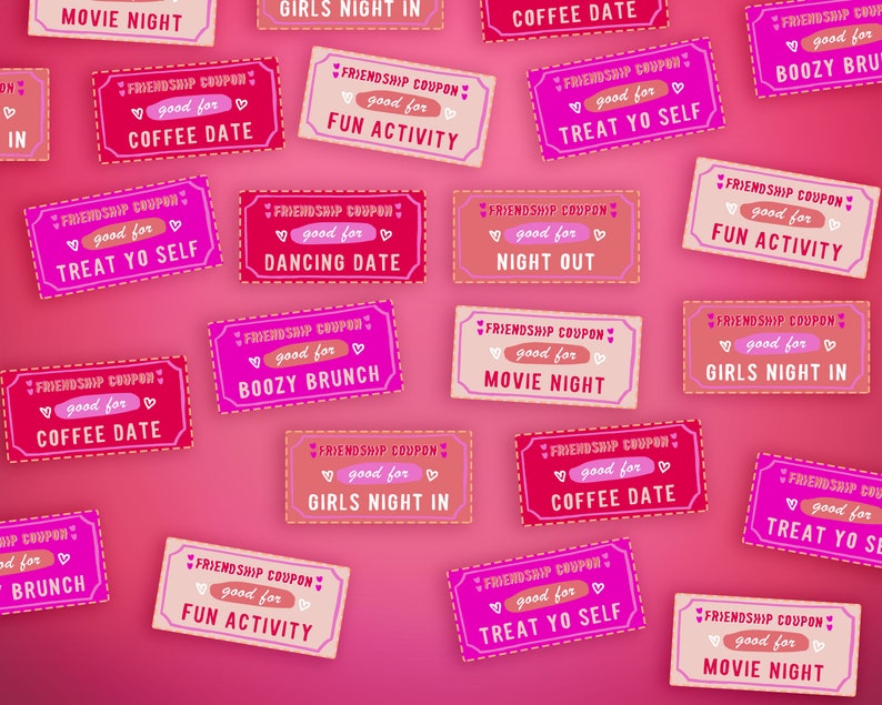 Friendship BFF printable Coupons. DIY Galentine Download gift | Etsy