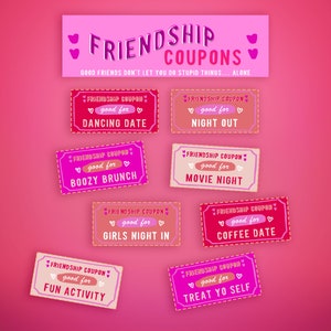 Friendship BFF Printable Coupons. DIY Galentine Download Gift Idea ...