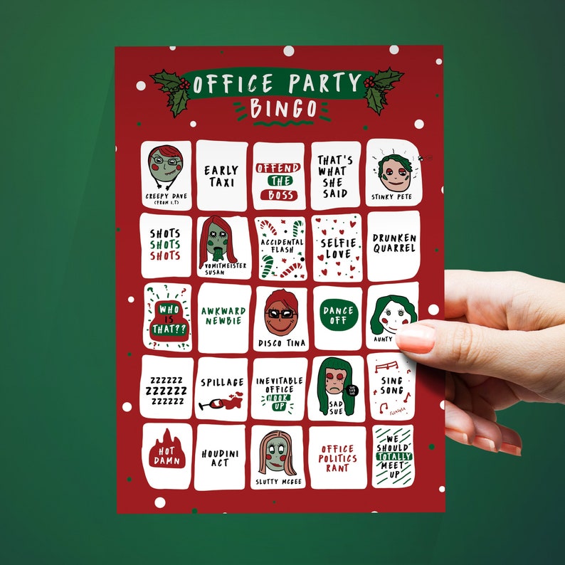 Office Party Bingo Cheeky Christmas Card Secret Santa Card Etsy