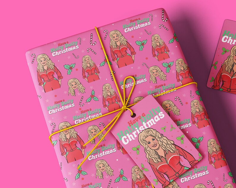 Christmas Dolly Wrapping Paper & Gift Tag   Celebrity Xmas image 0