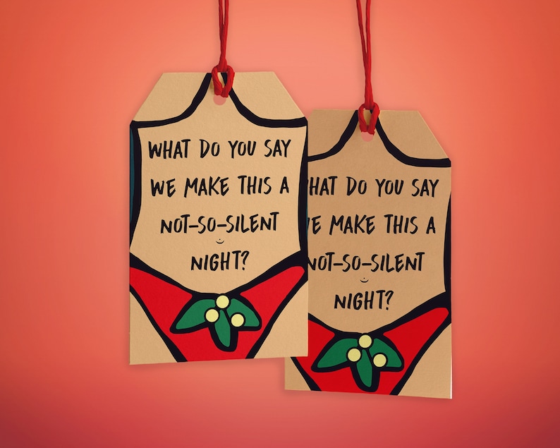 Naughty Christmas Gift Tag set Funny Christmas Carol Wrap Etsy