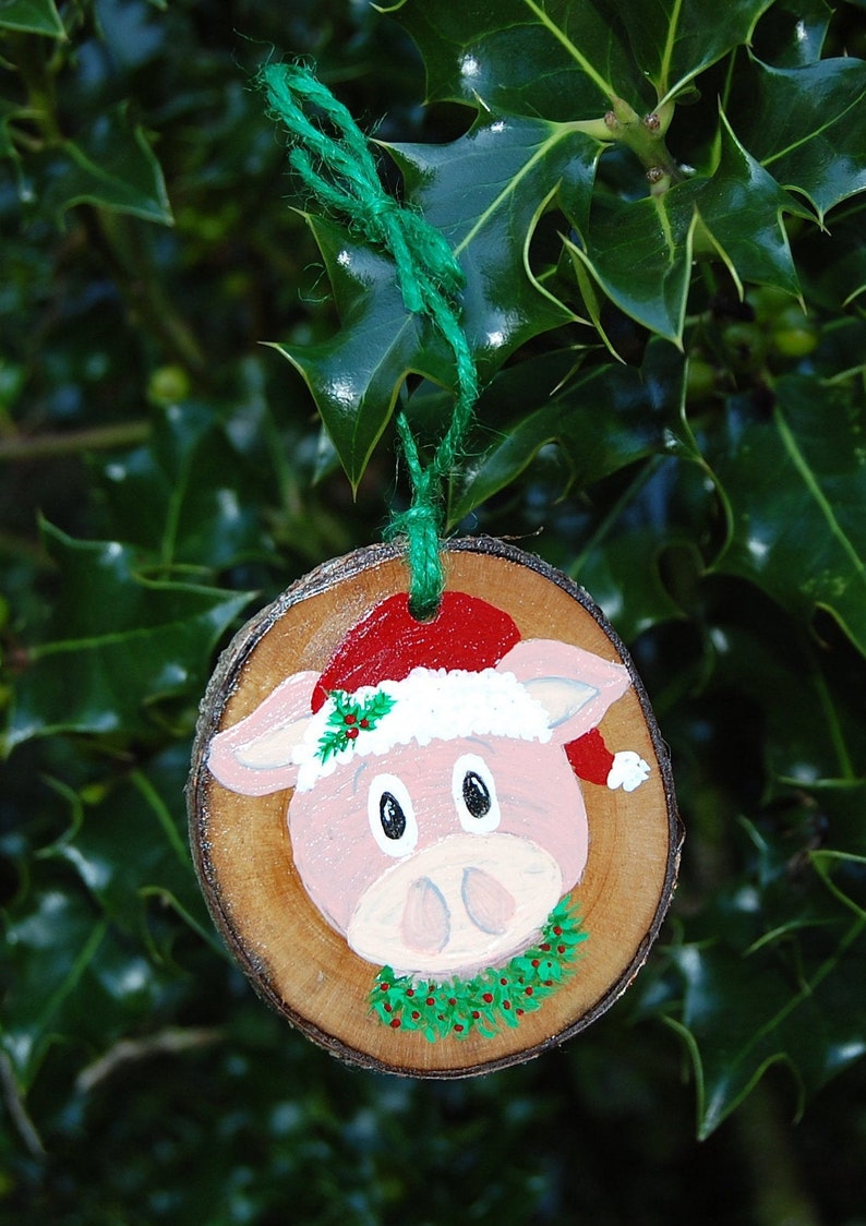 Hand Painted Christmas Pig Wood Slice Christmas Tree Ornament Etsy hand-painted-christmas-pig-wood-slice-christmas-tree-ornament-etsy