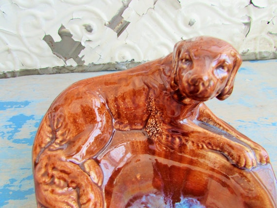 mid century Czech dog pottery dish - image 4