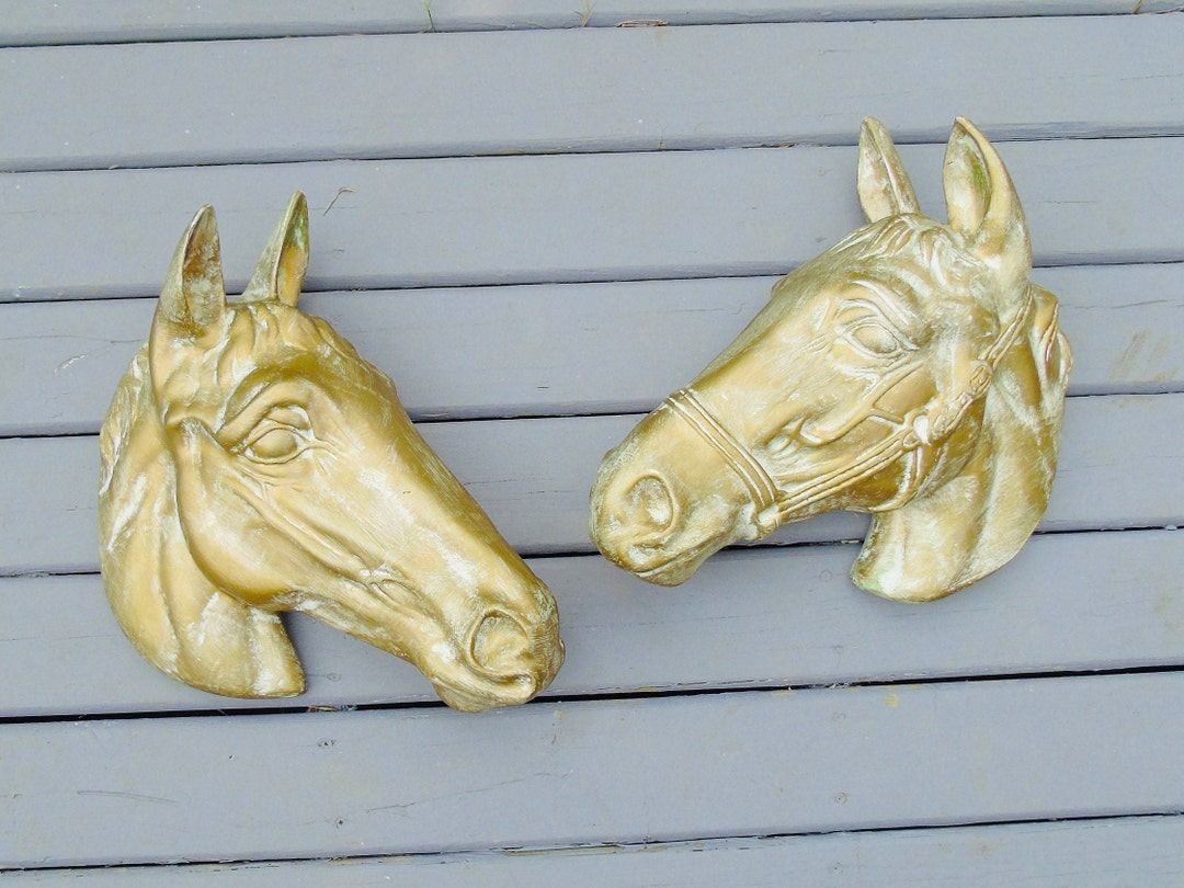 Pair Large Ceramic Horse Head Wall Hangings Etsy