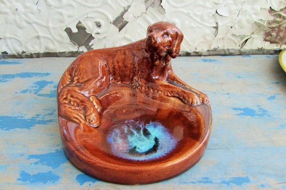 mid century Czech dog pottery dish - image 1