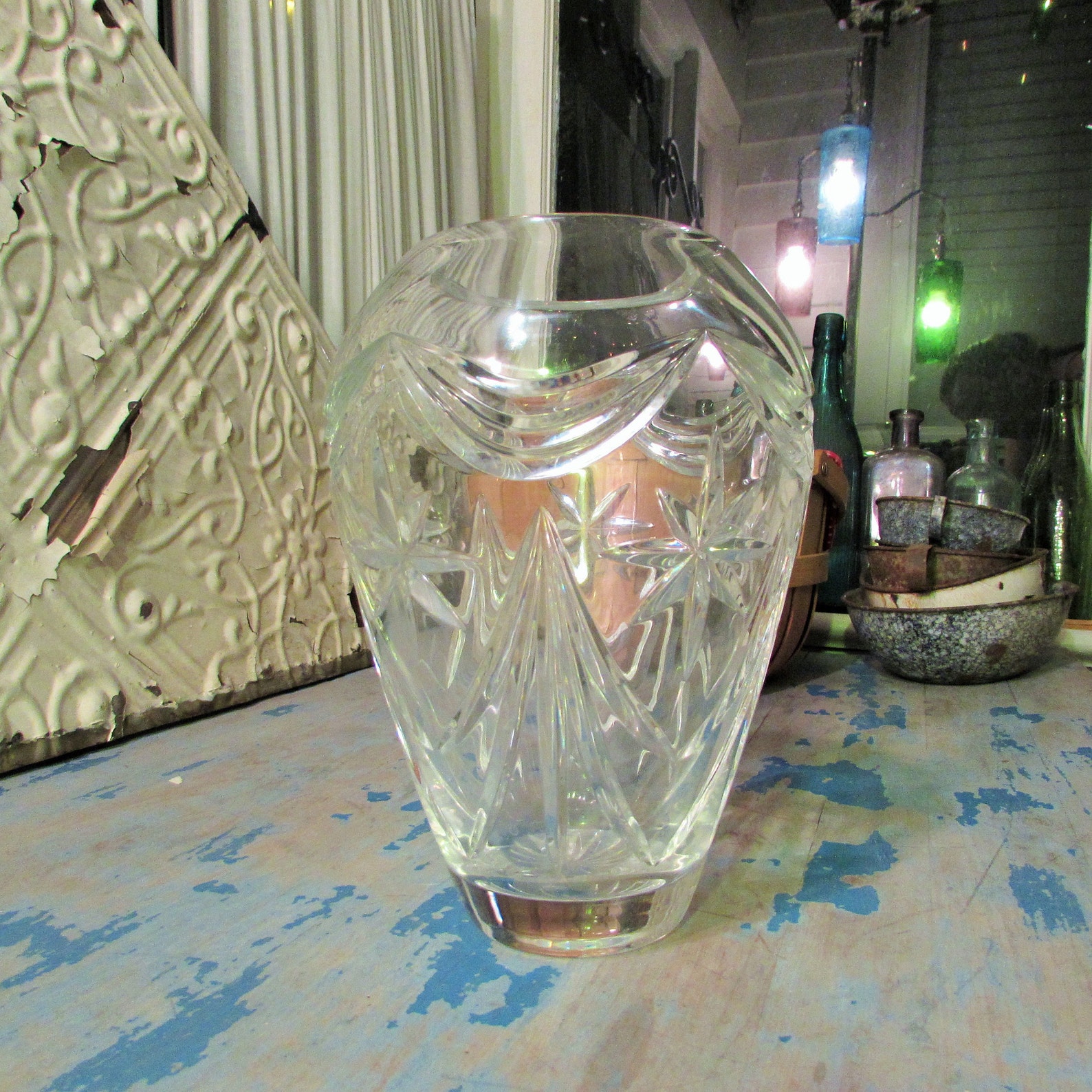Large Royal Doulton Crystal Vase 5 1/2 Lbs Etsy