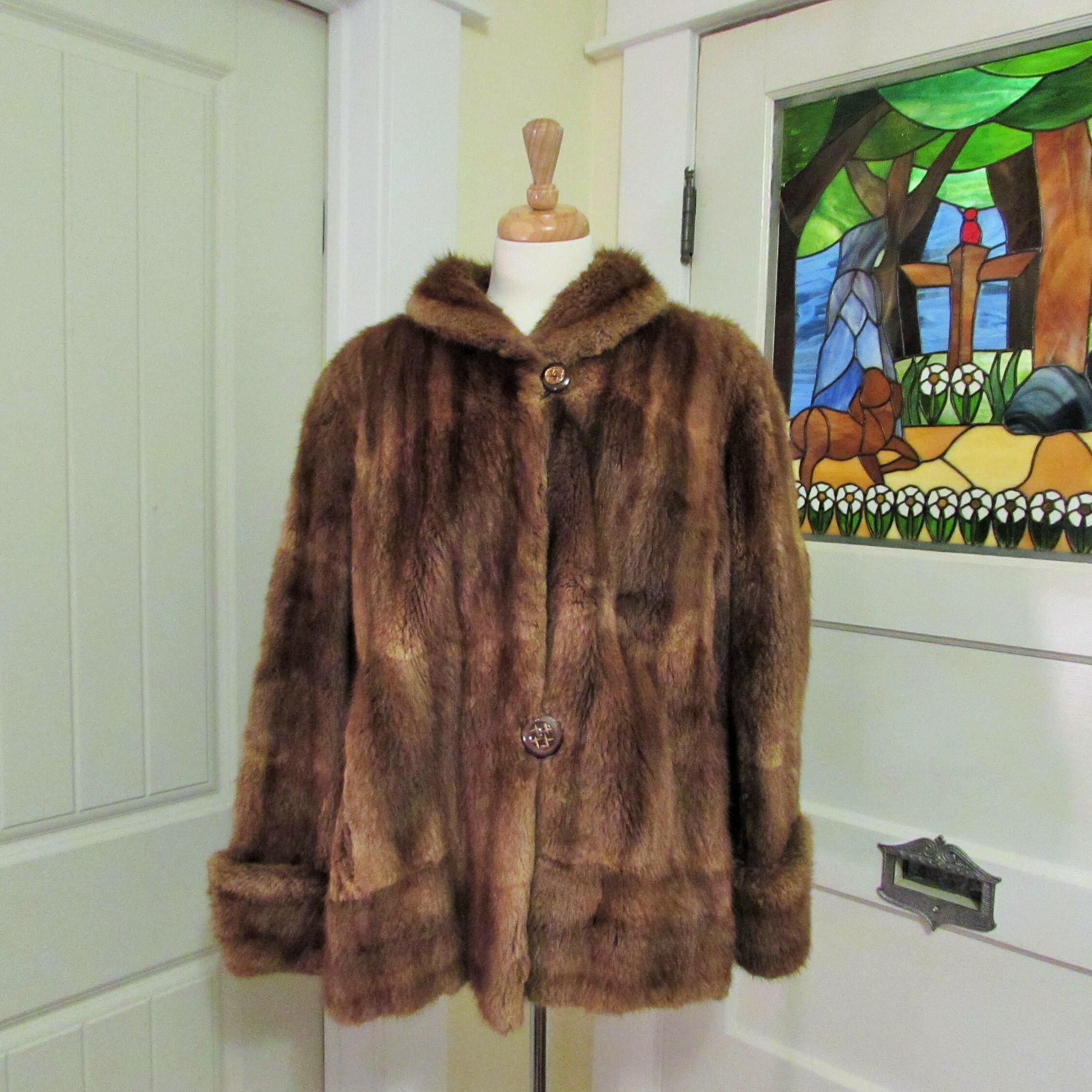 vintage genuine muskrat fur coat made in Canada by Swears and Etsy