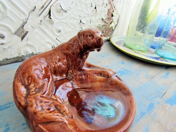mid century Czech dog pottery dish - image 2