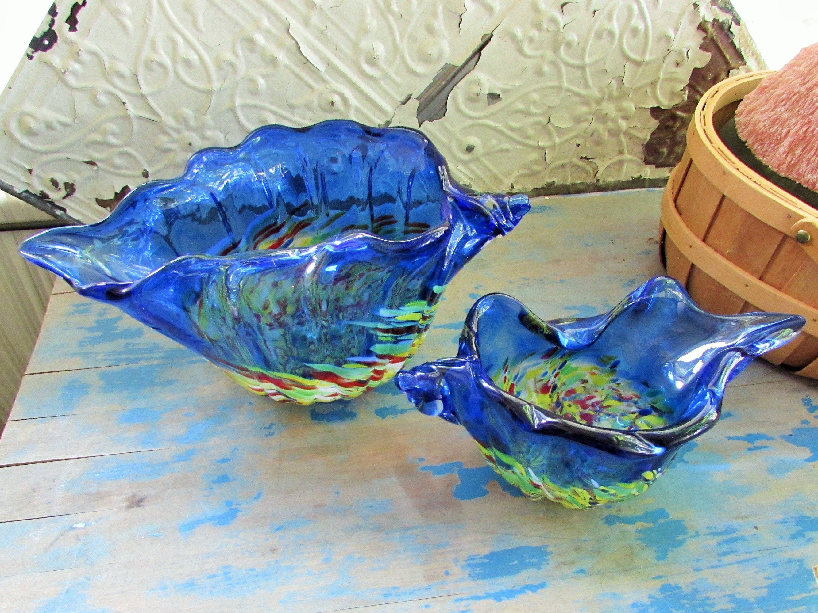 Large Confetti Art Glass Bowls Etsy