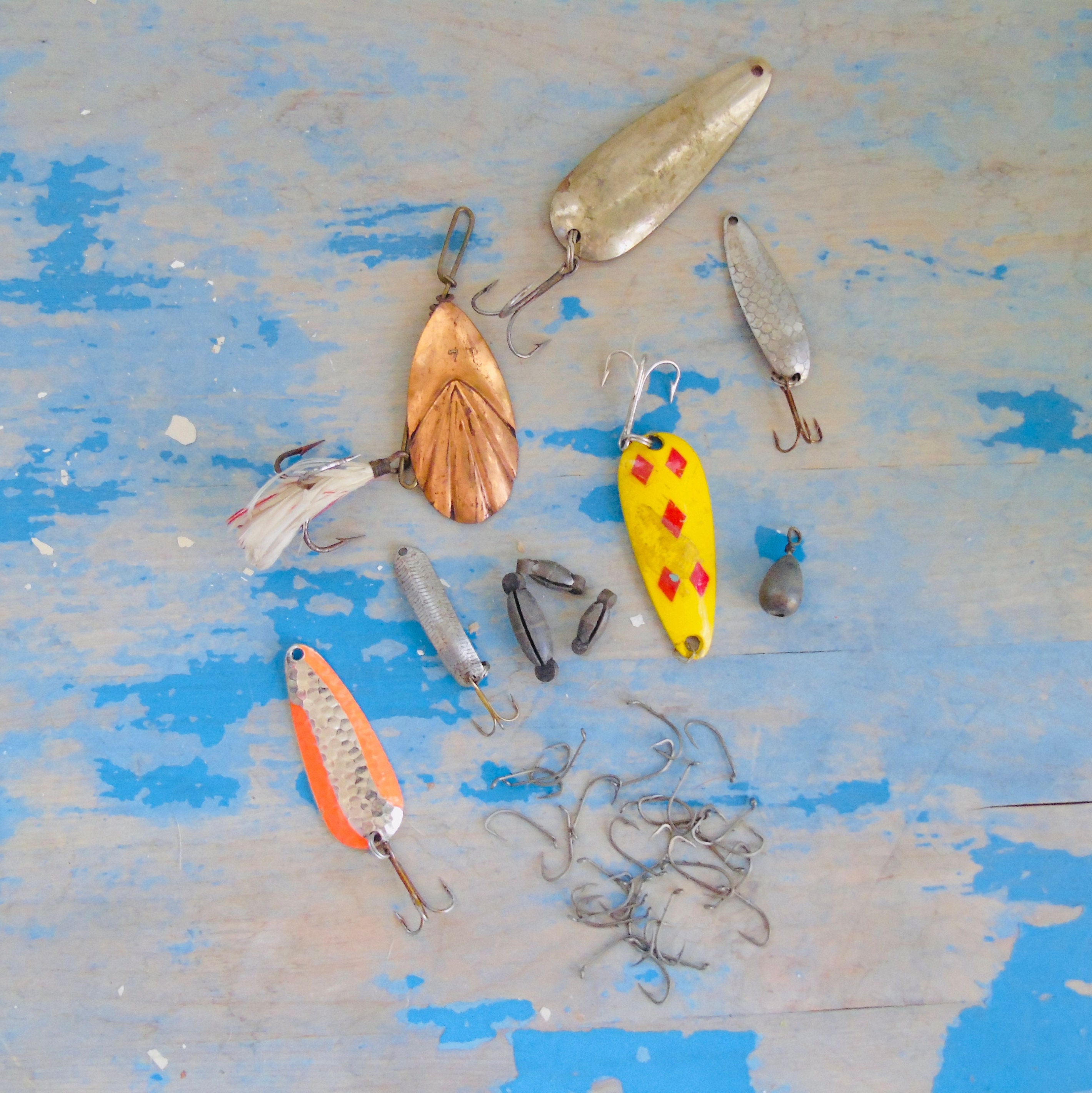 Vintage Fishing Lures Pike Lures Swim Whizz, Bomber Lures Lot/8