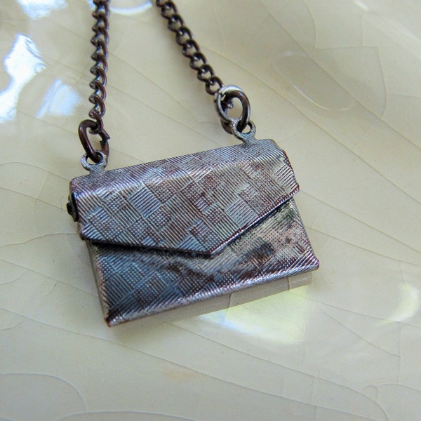 vintage silver purse necklace