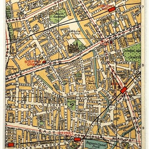 1930s VINTAGE LONDON MAP, East London, Limehouse, Stepney, Bethnal Green, (Geographia) Matted/ Mounted for Framing