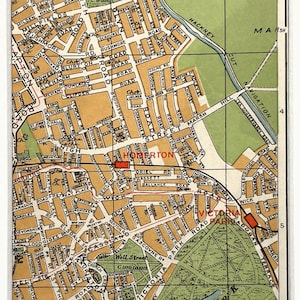 1930s Vintage KARTE VON LONDON, Nordost-London, Victoria Park, Homerton, Hackney Marshes (Geographia) mit Passepartout / Für die Rahmung montiert