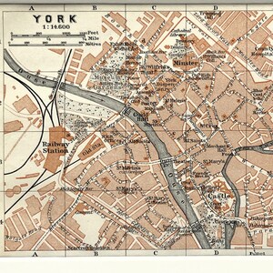 YORK City Plan 1910 Antique Map, Matted/ Mounted for Framing