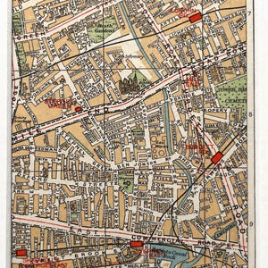 CARTE DE LONDRES VINTAGE DES ANNÉES 1930, East London, Limehouse, Stepney, Bethnal Green, (Geographia) emmêlé/monté pour l'encadrement