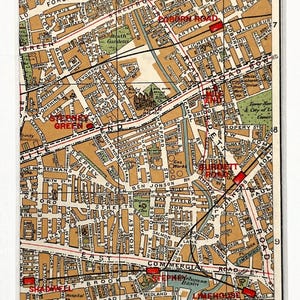 1930er Jahre VINTAGE KARTE VON LONDON, East London, Limehouse, Stepney, Bethnal Green, (Geographia) Passepartout/ Passepartout für die Rahmung