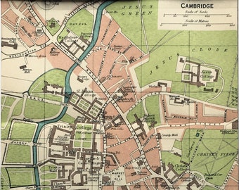 CAMBRIDGE 1930 VINTAGE MAP, Matted/ Mounted for Framing