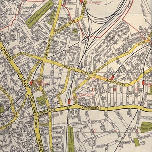 Selhurst, Croydon, Addiscombe c. 1960 MAPA VINTAGE DE LONDRES, Sul de Londres, emoldurado/montado para emolduramento