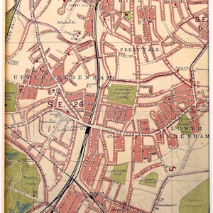 1930 Antique LONDON Map, Forest Hill, Sydenham, Penge, Matted/ Mounted for Framing (73)