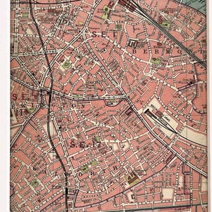 1925 Antique LONDON Map, Bermondsey, Newington, Walworth, London Bridge, Matted/ Mounted for Framing (46)
