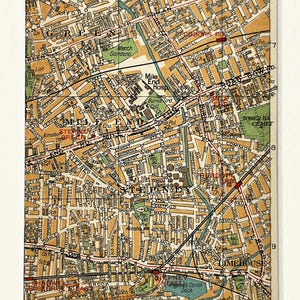 1930s VINTAGE LONDON MAP, East London, Limehouse, Stepney, Bethnal Green, (Geographia) Matted/ Mounted for Framing