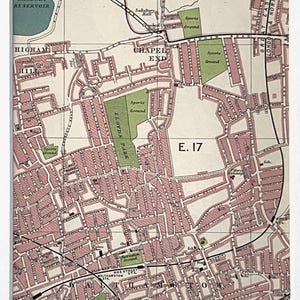 1930 Antike LONDON Karte, Walthamstow, Kapelle Ende, Higham Hill, mattiert / für die Gestaltung montiert (12)