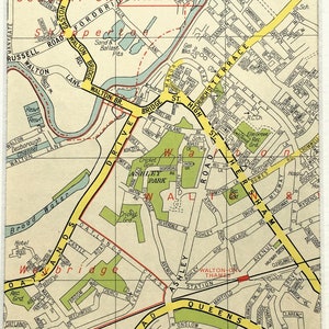 Walton on Thames, Oatlands, Shepperton c. 1960 MAPA VINTAGE DE LONDRES, Sudoeste de Londres, emoldurado/montado para emolduramento