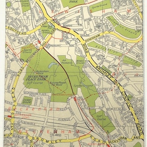 Beckenham, Shortlands, Ravensbourne c. 1960 VINTAGE LONDON MAP, South East London, Matted/ Mounted for Framing