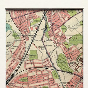 1925 Antike LONDON Karte, Wimbledon, Summers Town, mit Passepartout (69)