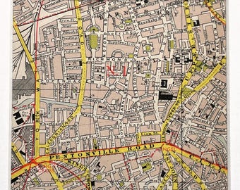 1959 VINTAGE LONDON MAP, North London, Islington, Kings Cross, Clerkenwell, Matted/ Mounted for Framing