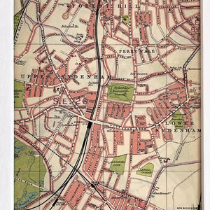 1925 Antike LONDON Karte, Forest Hill, Perry Vale, Sydenham, Penge, mit Passepartout / für die Gestaltung (73)