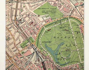 1917 Antique LONDON Map, St John's Wood, Regents Park, Paddington, Matted/ Mounted for Framing (22)