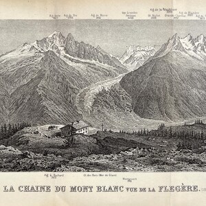MONT BLANC-PANORAMA, Graische Alpen, Zwitserland, 1910 antieke sepia kaart