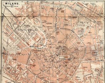 MAILAND Stadtplan ITALIEN, 1926 Antike Klapp-Farbkarte