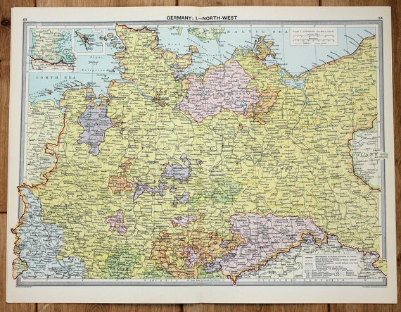 Antike Karte Norddeutschland Europa Philips C 1920 Schone Etsy