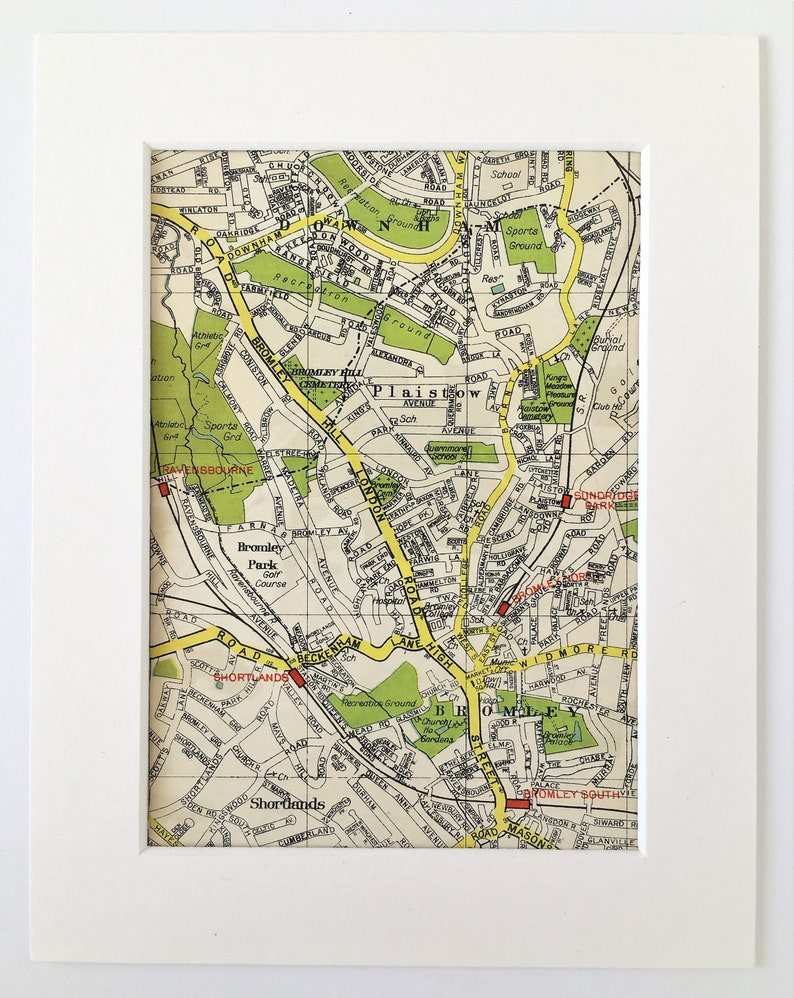 1940s VINTAGE LONDON MAP South East London Bromley Etsy