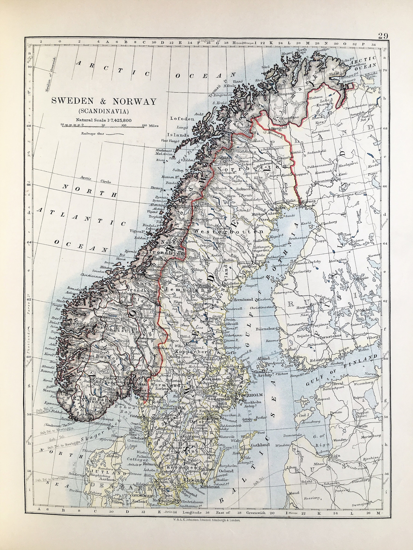 Denmark With Sweden And Norway 1905 Antique DOUBLE SIDED Map denmark-with-sweden-and-norway-1905-antique-double-sided-map