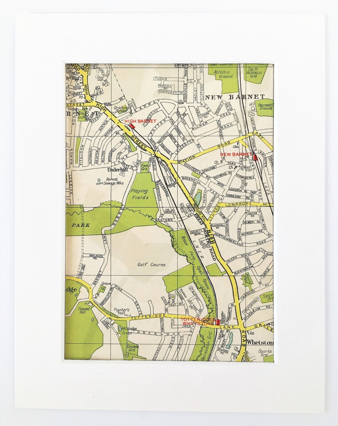 1940s VINTAGE LONDON MAP North London Barnet Whetstone - Etsy