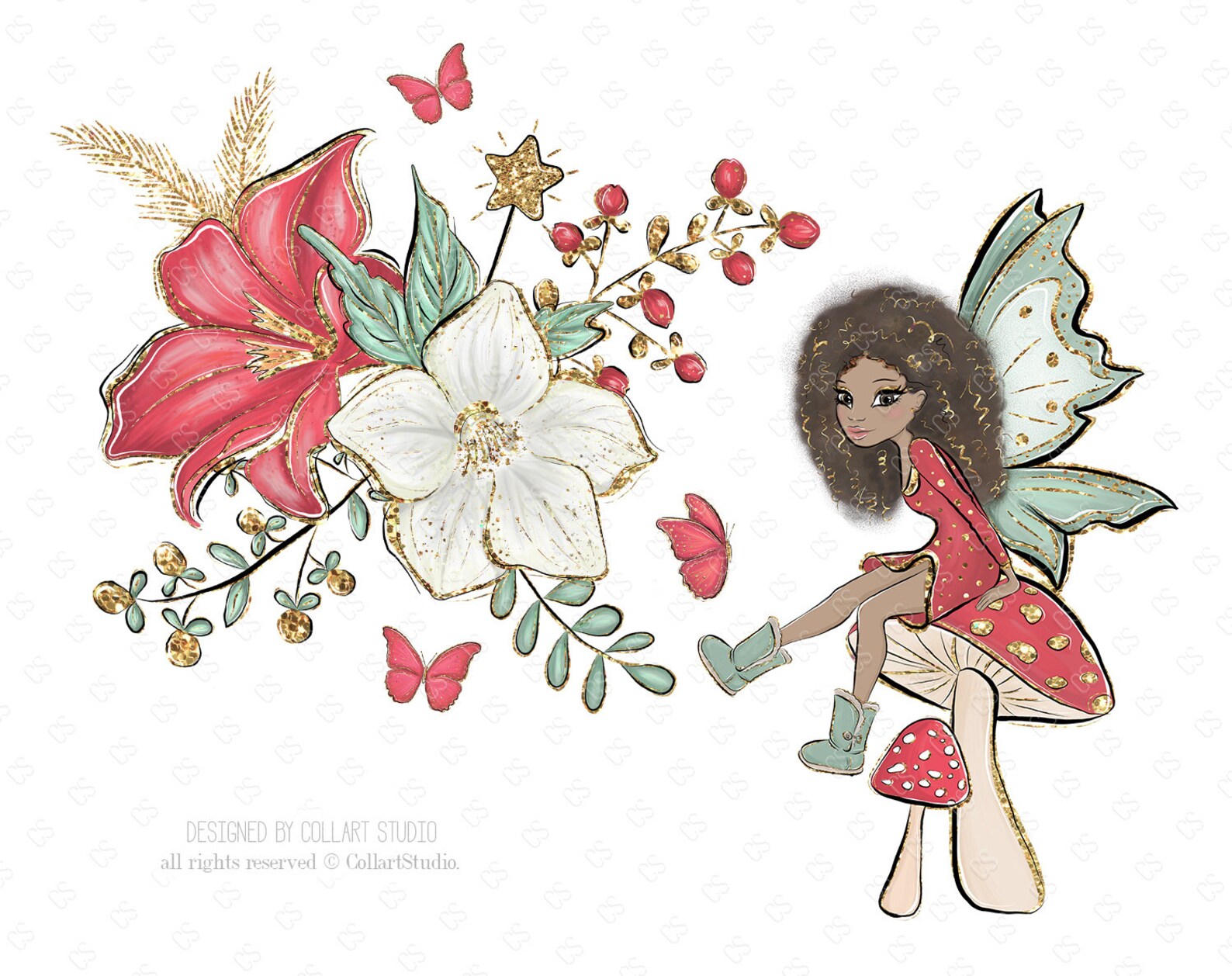Christmas Clip Art Cute Fairies Gnomes Fairy clipart whimsical | Etsy