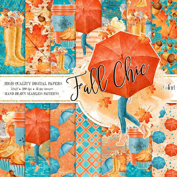 Fall Paper Pack Autumn Digital Paper Fall Seamless Patterns - Etsy