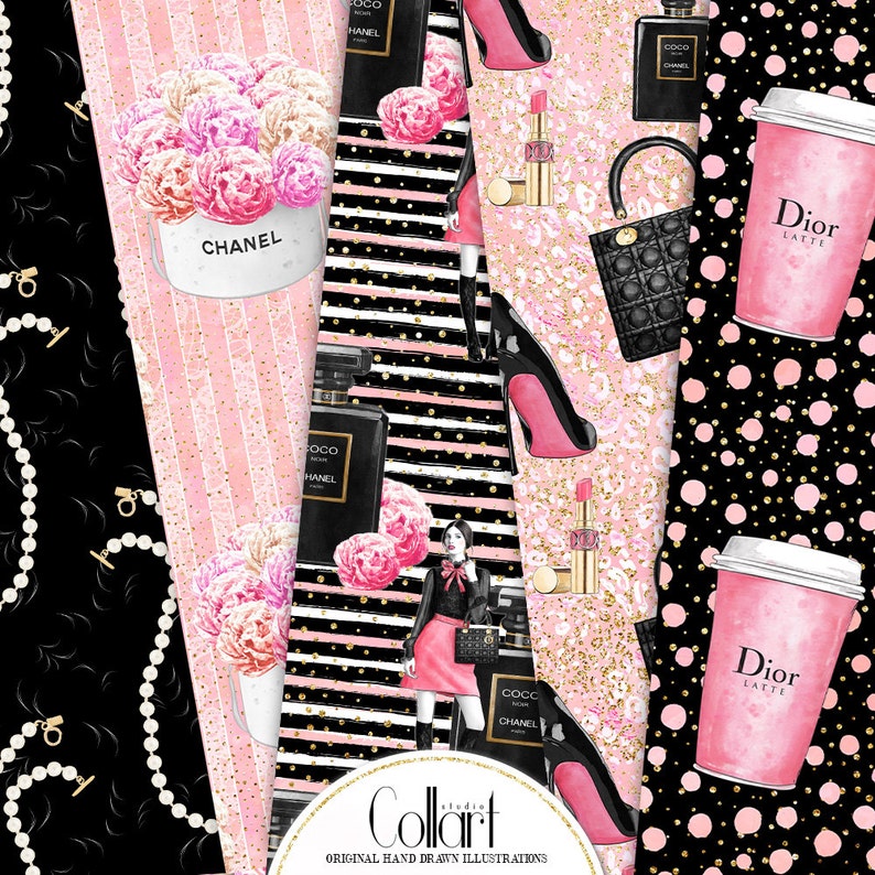 Fashion Digital Paper Hand Drawn Fashion Illustration - Etsy