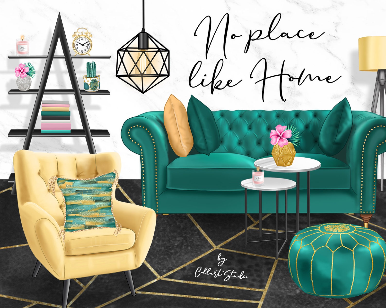 Home Clip Art Furniture Design Cozy Home Illustration Etsy