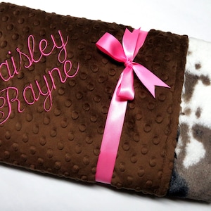 Personalized Cow Print Baby Blanket, Newborn Baby Gift Blanket, Baby  Shower Gift,  Minky Baby Blankets