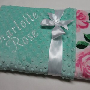 Baby girl, Baby Blanket, Rose Bloom Cuddle Baby Girl Blanket,  Baby Gift, Baby Shower Gift, Minky Baby Girl Blankets,