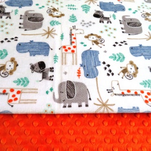 Babydecke, personalisierte Babydecke, Der mächtige Dschungel, Denim, Babygeschenk, Babypartygeschenk, Minky Babydecken